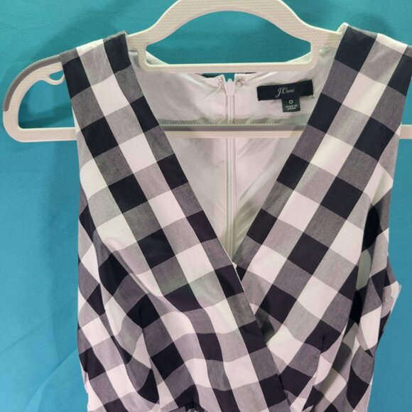 J. Crew Black & White Gingham Sleeveless Wrap Dress Size 0 - Picture 2 of 9